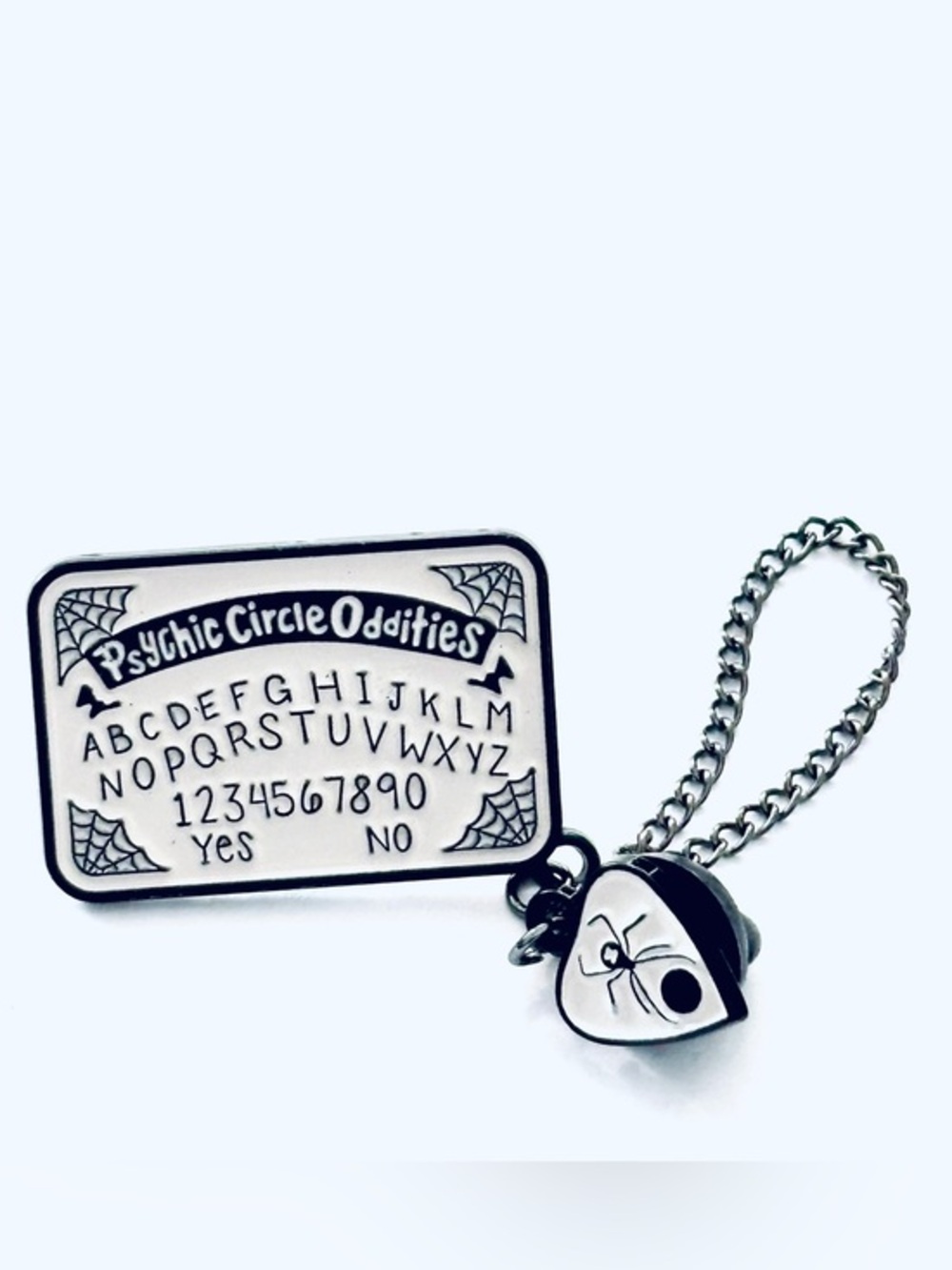 Psychic Circle Oddities Ouija Unisex Enamel Pin - White/Black, NWT